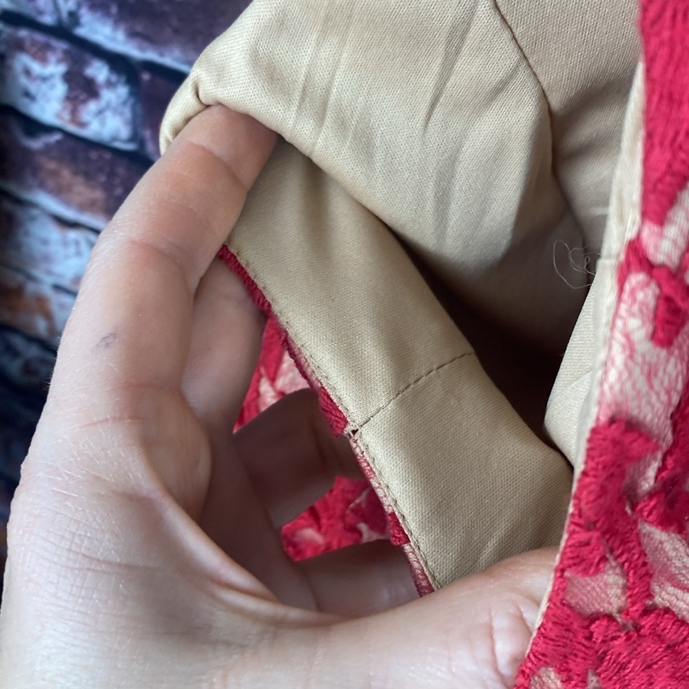 Adrianna Papell Red Lace Sheath Midi Dress - Picture 11 of 14